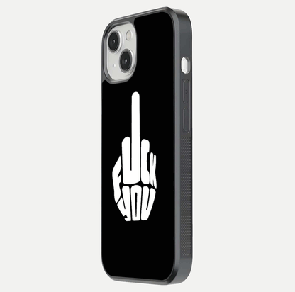 Rebel Mode On Glass Case for iPhone 13 side-angle image showing reflection, edge detail, and text clarity