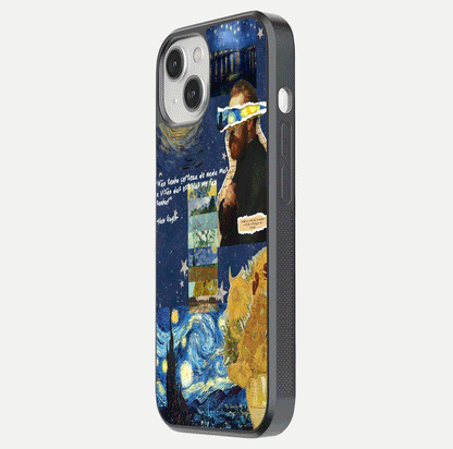 Starry Dream Vision Glass Case for iPhone 13 side-angle image showing reflection and cosmic gradient tones
