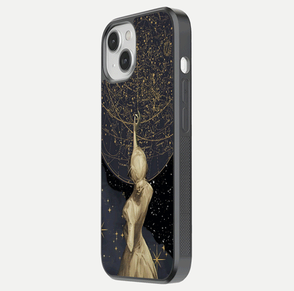 Taylor Swift Girl Glass Case for iPhone 13 side-angle image showing glossy surface and color tone