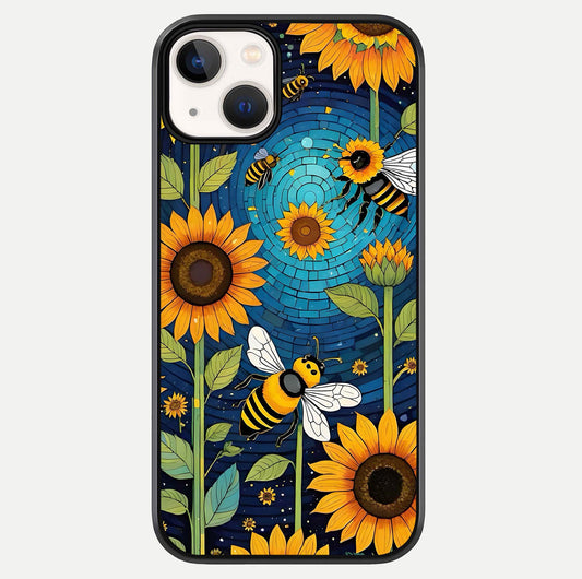 Bees & Sunflowers Glass Case For iPhone 16 Pro by Custom World