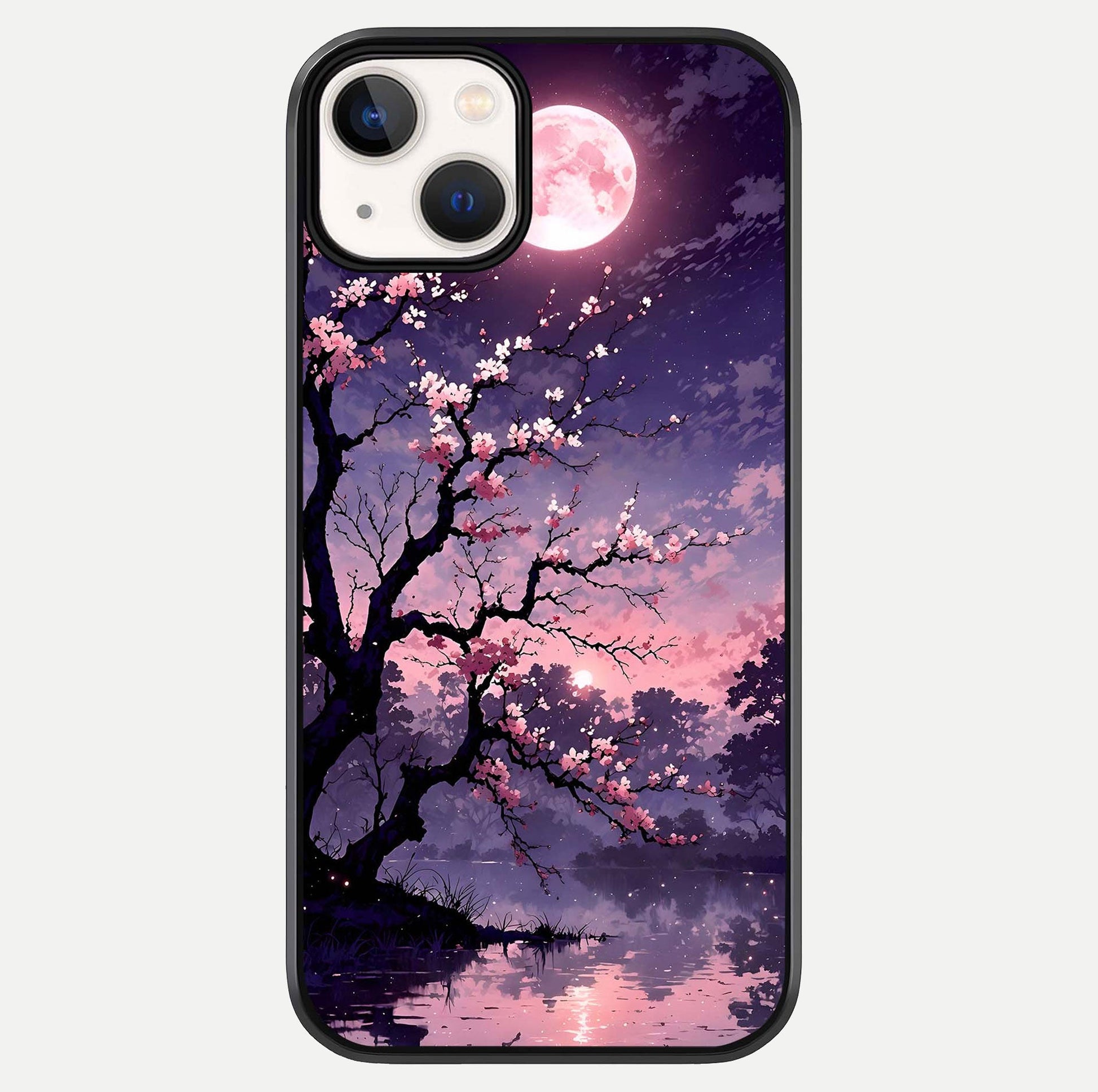 Blossom Pink Moon Glass Case For iPhone 13 by Custom World