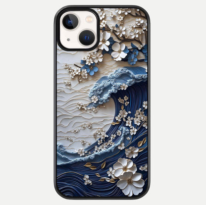 Blossom Wave Art Glass Case For iPhone 13 by Custom World