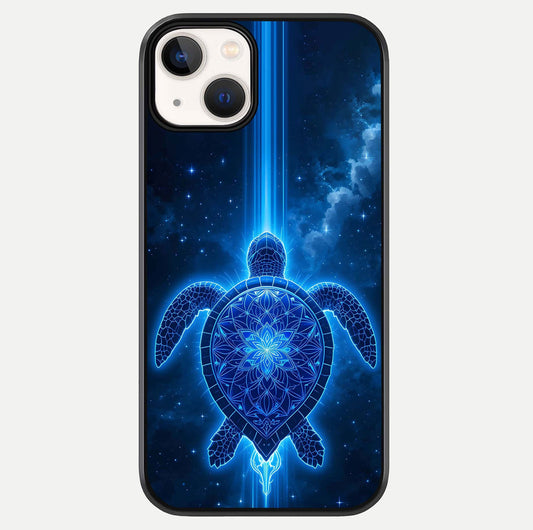 Blue Galaxy Turtle Glass Case For iPhone 13 by Custom World
