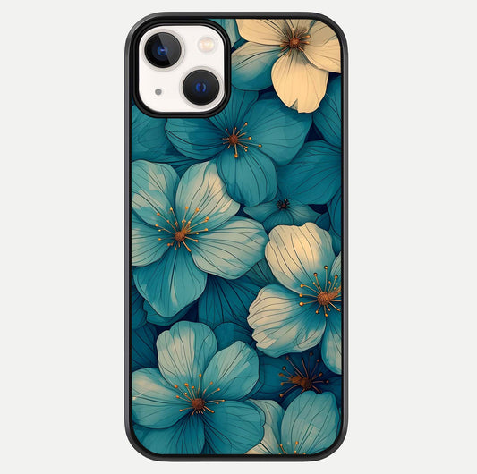 Blue Shade Floral Glass Case For iPhone 13 by Custom World
