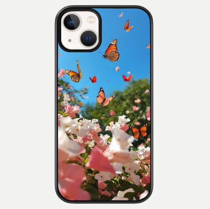 Butterflies In Bloom Sky Glass Case For iPhone 13 by Custom World