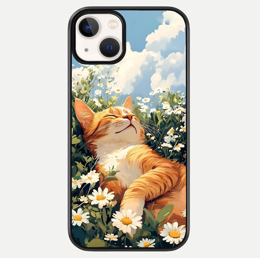 Cat & Flowers View Glass Case For iPhone 13 by Custom World