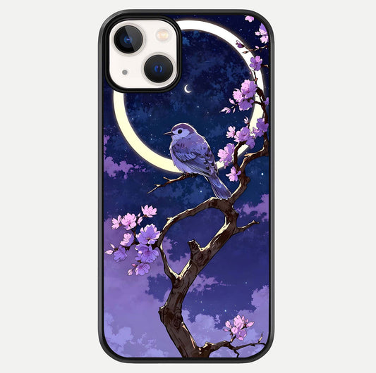 Celestial Bird Blossom Glass Case For iPhone 13 by Custom World