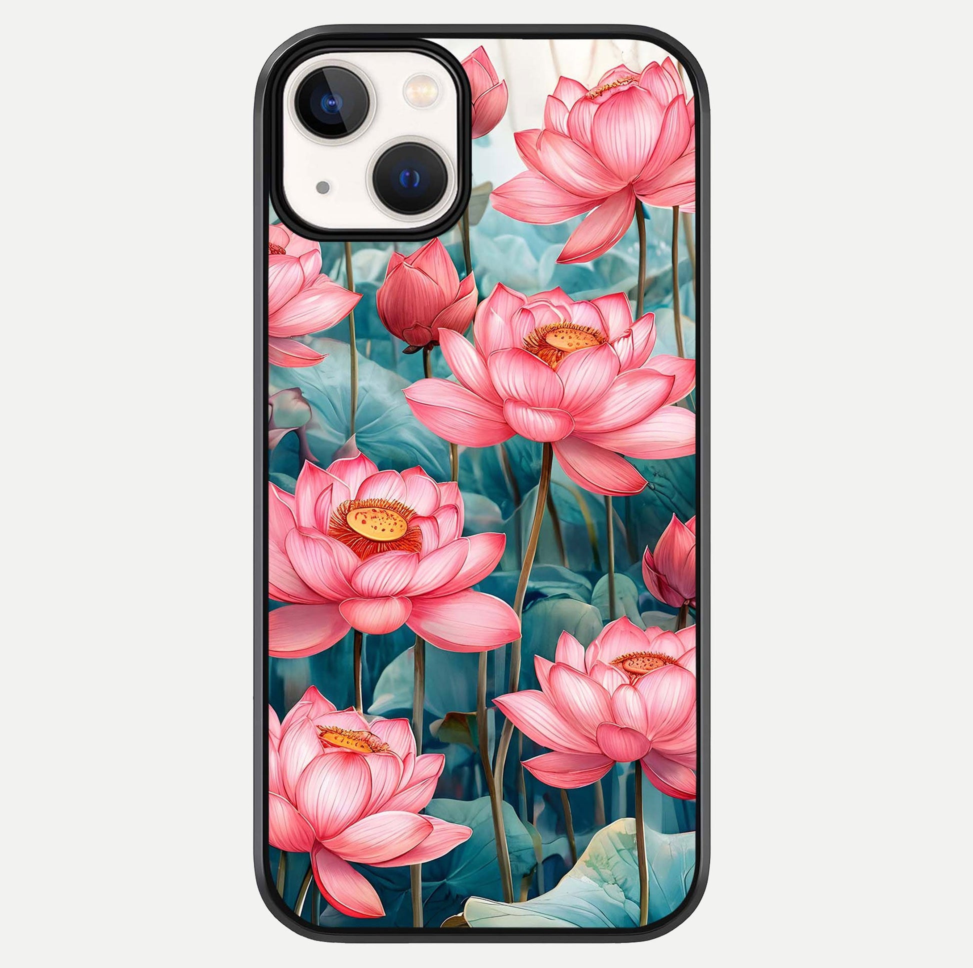 Celestial Pink Lotus Glass Case For iPhone 13 by Custom World
