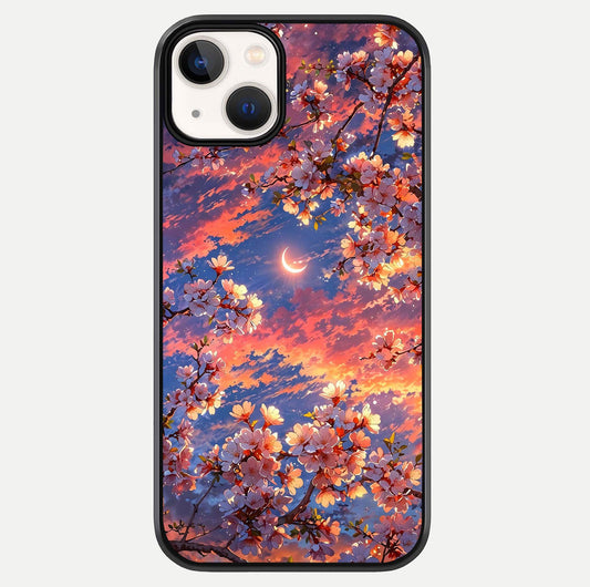 Celestial Sakura Sunset Glass Case For iPhone 13 by Custom World