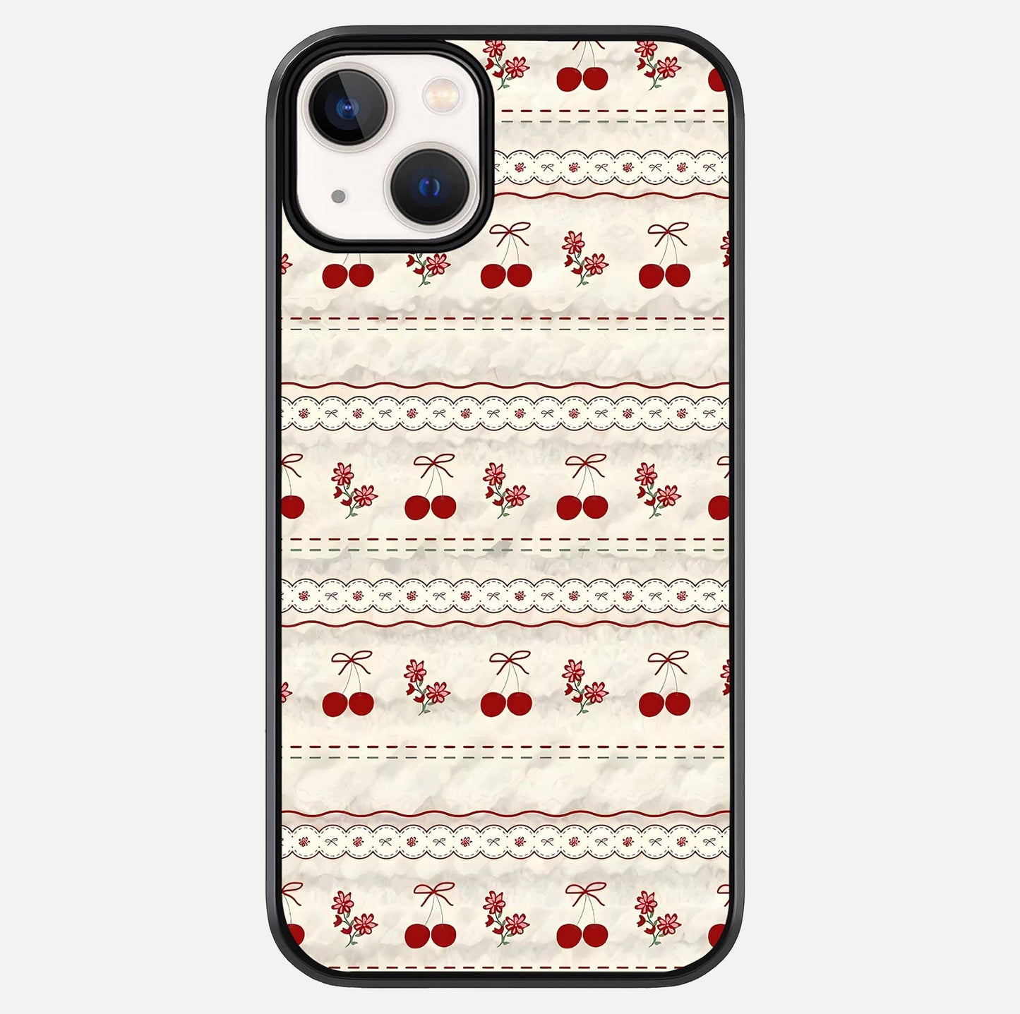 Cherry Bloom Charm Glass Case For iPhone 13 by Custom World