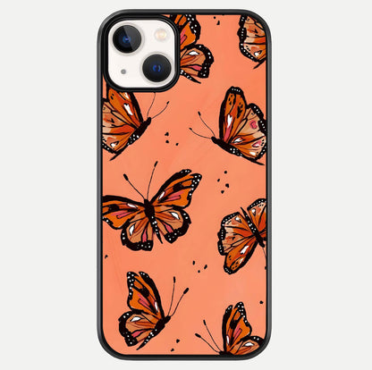 Coral Wing Butterfly Glass Case For iPhone 13 by Custom World