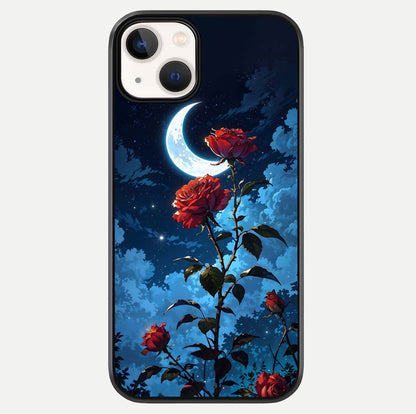 Crimson Rose Moon Glass Case For iPhone 13 by Custom World
