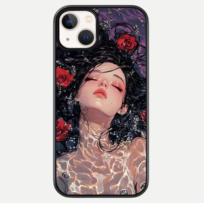 Crimson Rose Serenity Glass Case For iPhone 13 by Custom World