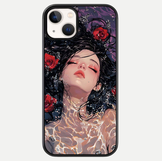 Crimson Rose Serenity Glass Case For iPhone 13 by Custom World