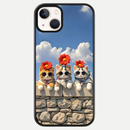 Floral Kitty Squad Glass Case For iPhone 13 by Custom World