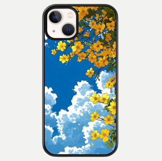Golden Petal Sky Glass Case For iPhone 13 by Custom World
