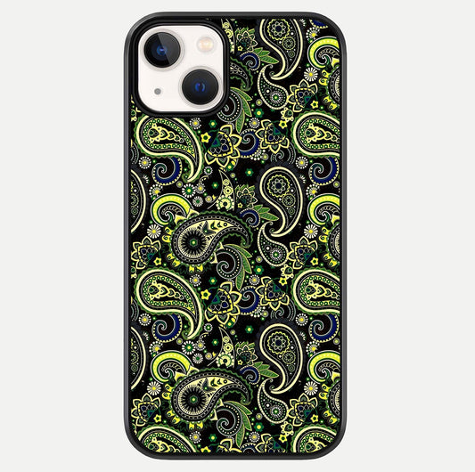 Green Mandala Pattern Glass Case For iPhone 13 by Custom World