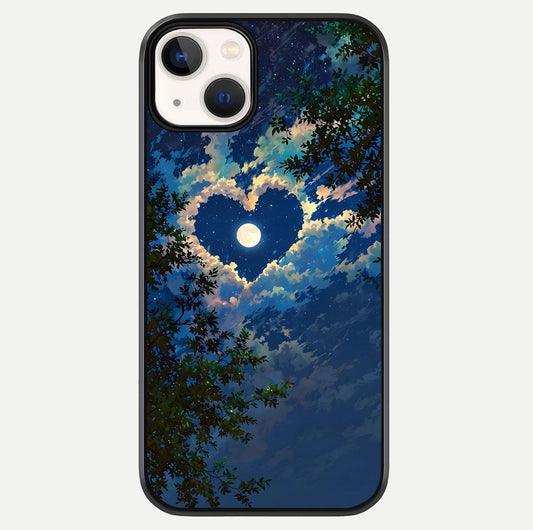 Heart With Moon Sky Glass Case For iPhone 13 by Custom World