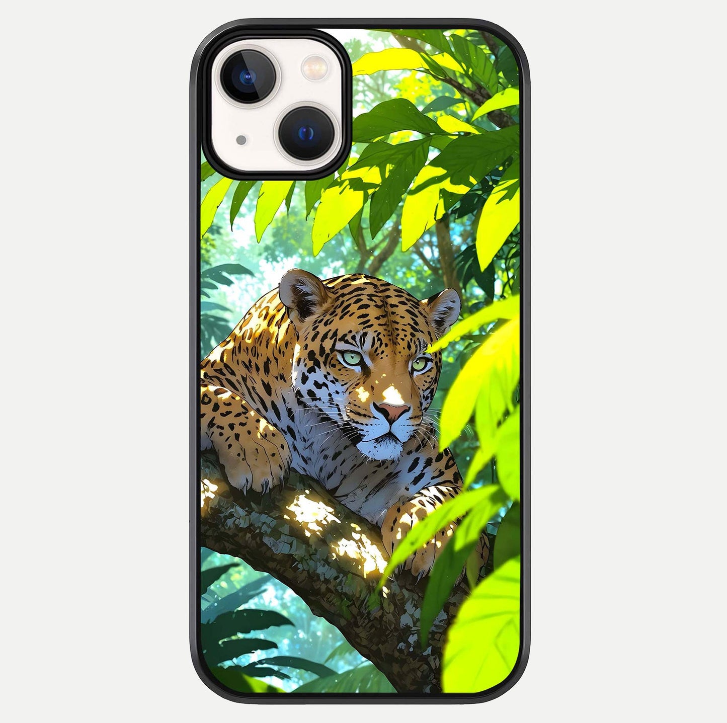 Leopard In Jungle Glass Case For iPhone 13 by Custom World