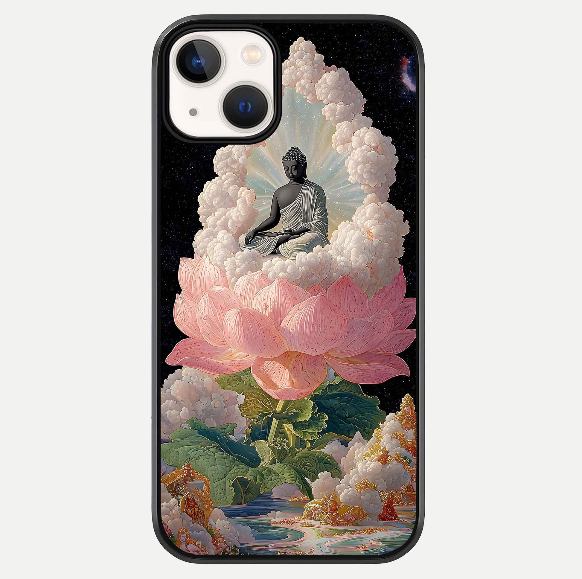 Lotus Divine Peace Glass Case For iPhone 13 by Custom World
