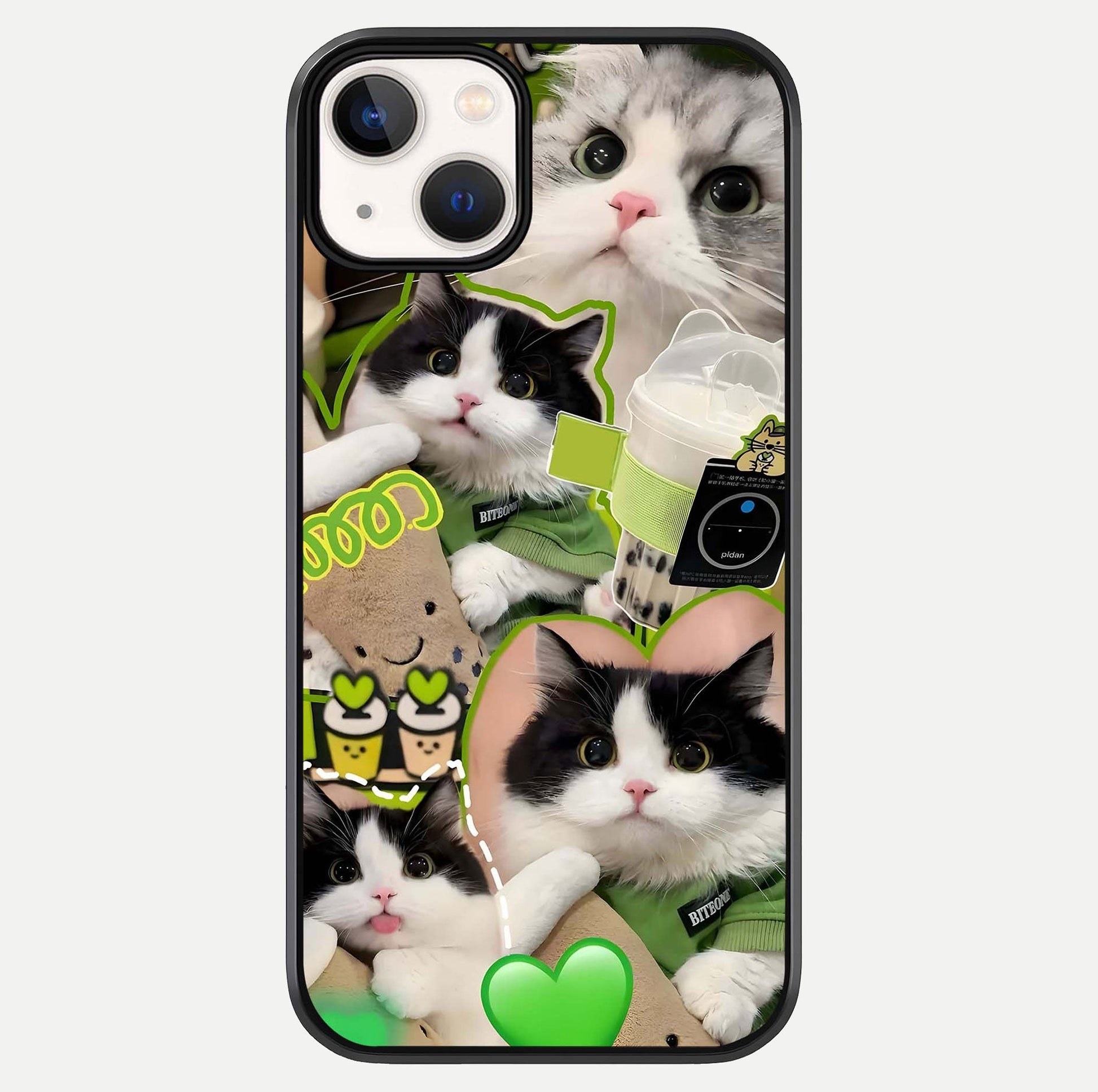 Matcha Cats Mood Glass Case For iPhone 13 by Custom World