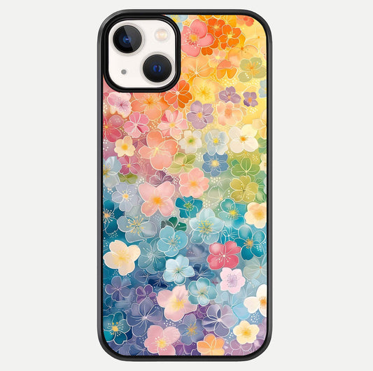 Rainbow Blossom Burst Glass Case For iPhone 13 by Custom World