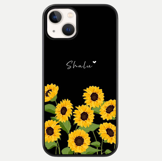 Sunflower Chic Mood Custom Name Glass Case For iPhone 16 Pro by Custom World
