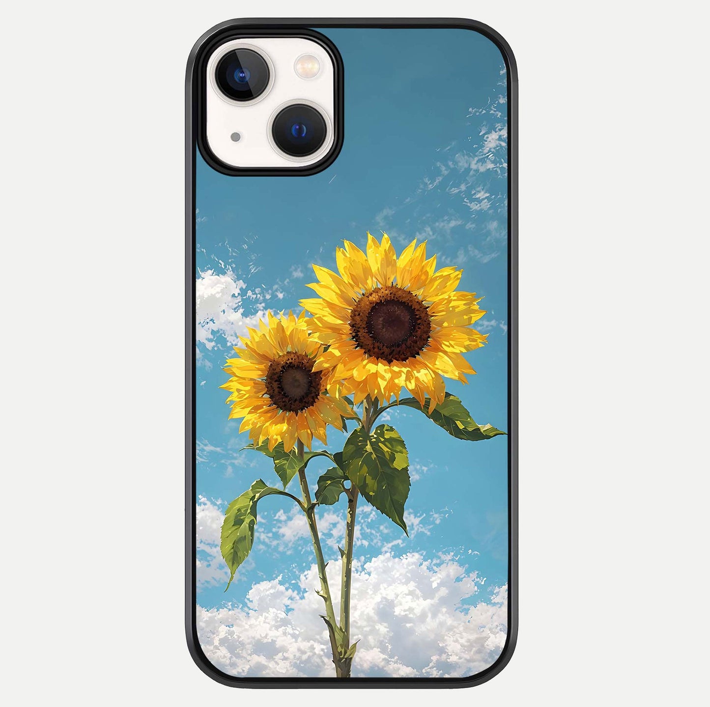 Sunflower Sky Bloom Glass Case For iPhone 13 by Custom World