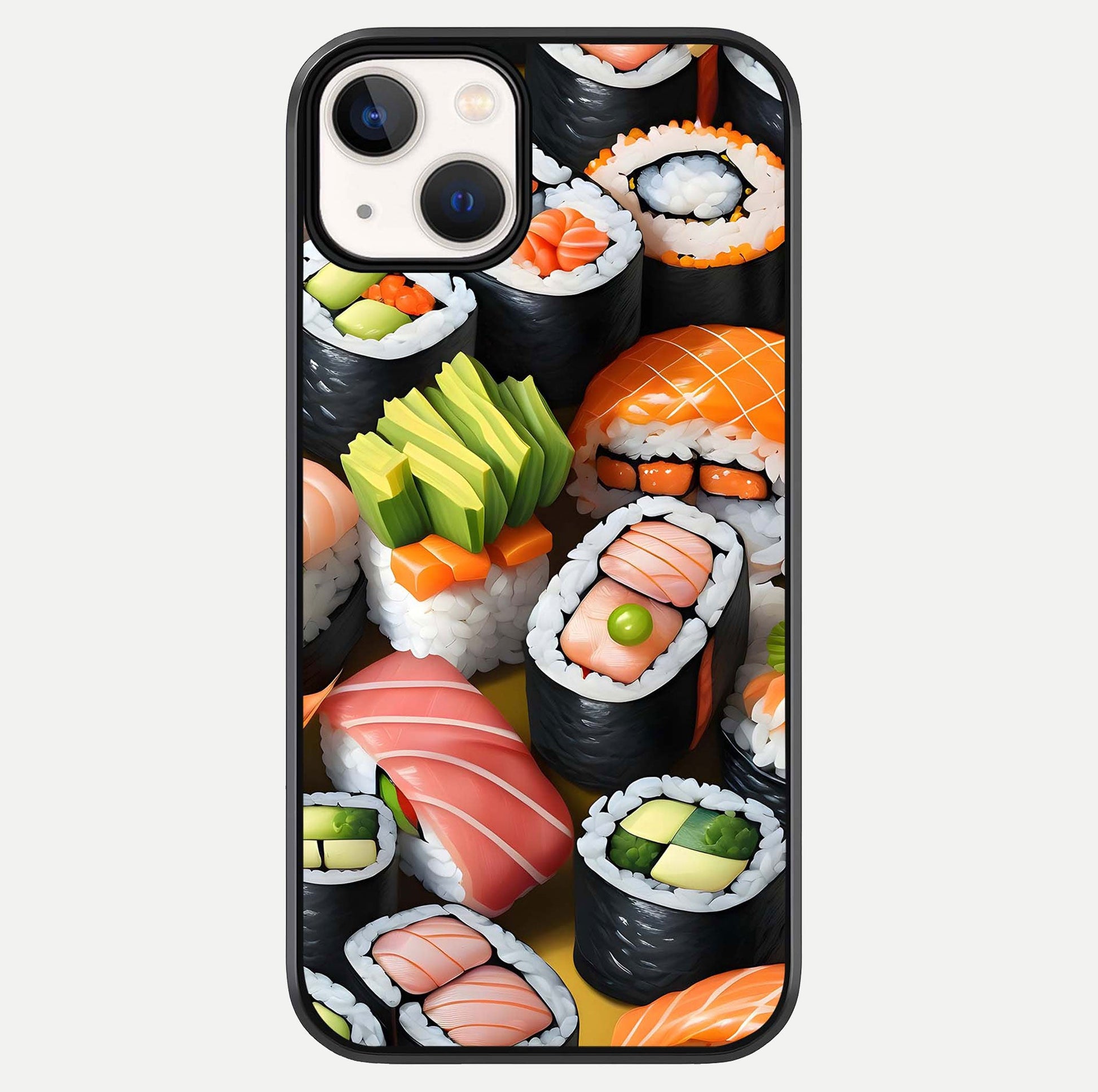 Sushi Food Pattern Glass Case For iPhone 13 by Custom World