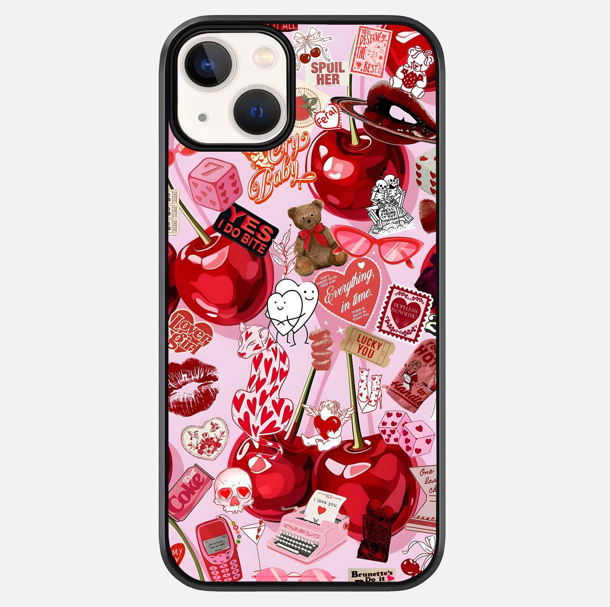 Sweet Cherry Chaos Glass Case For iPhone 13 by Custom World