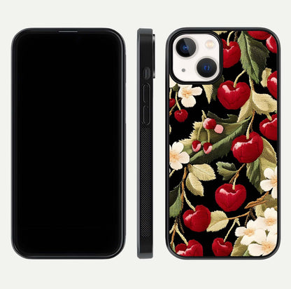 Bloom Thread Art Glass Case for iPhone 13 Mini front-and-back layout showing smooth edges and high-clarity print