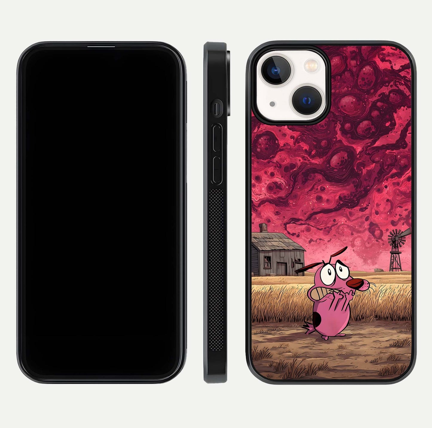 Courage Under Sky Glass Case for iPhone 13 Mini dual-view layout displaying text alignment and glass finish