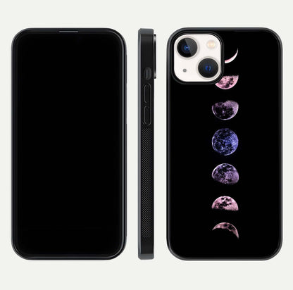 Crimson All Planets Glass Case for iPhone 13 Mini dual-view layout displaying crimson tones and curved edges