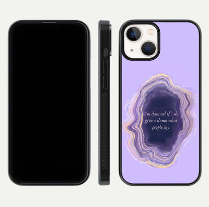 Damned People Quote Glass Case for iPhone 13 Mini dual-view layout displaying modern print and glass clarity