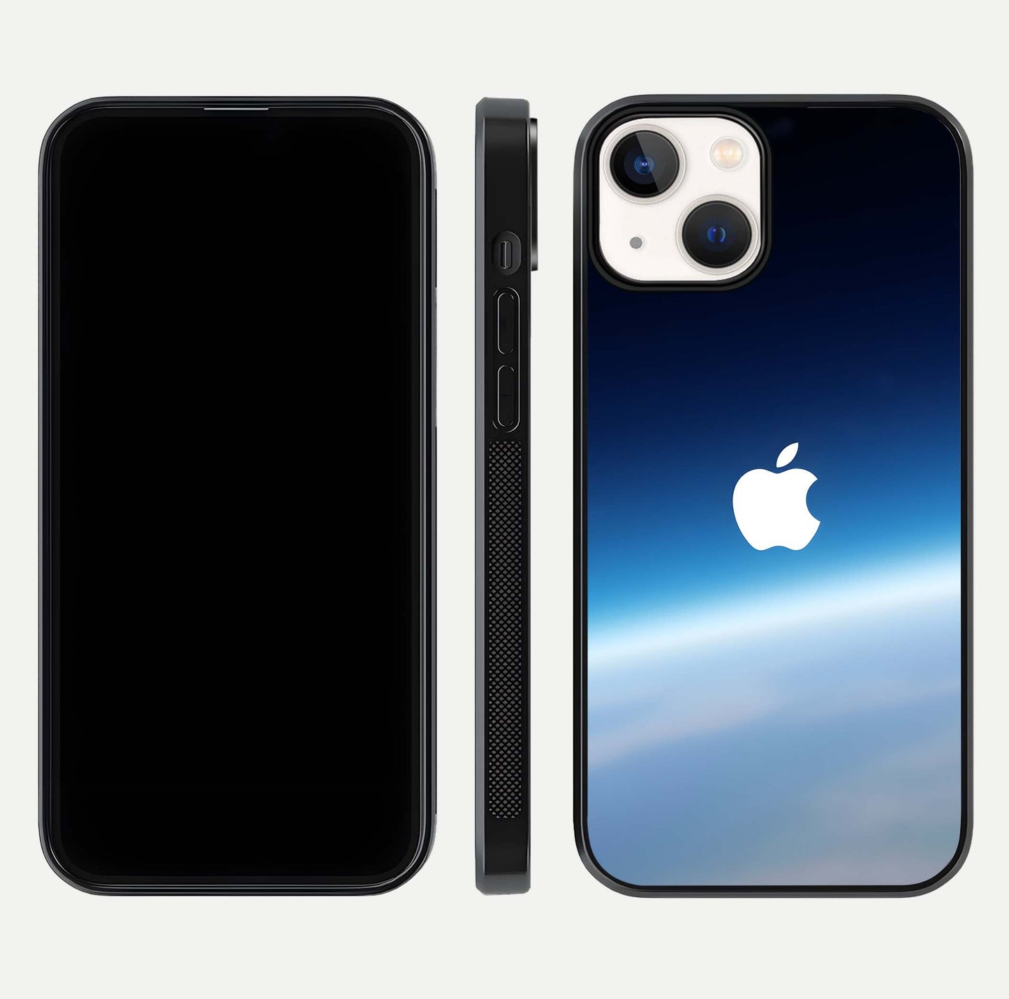 Minimal Apple Sky Glass Case for iPhone 13 Mini front & back layout with clean tone and minimal finish