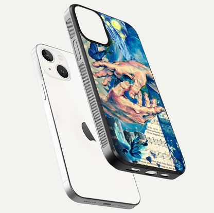 Aesthetic Divider Glass Case for iPhone 16 Pro floating dual-view mockup showing edge design and detailed divider gloss texture