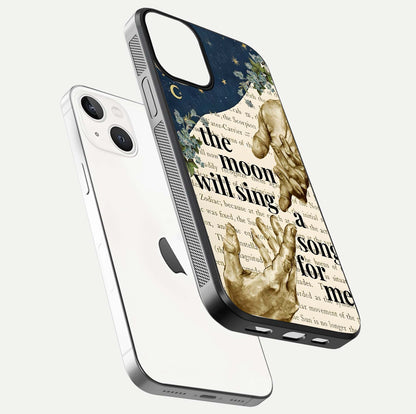 Aesthetic Divine Glass Case for iPhone 16 Pro floating dual-view mockup showing edge design and divine art gloss texture