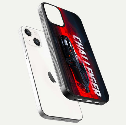 Crimson Challenger Fury Glass Case for iPhone 13 Mini floating mockup showing HD gloss and sleek shine