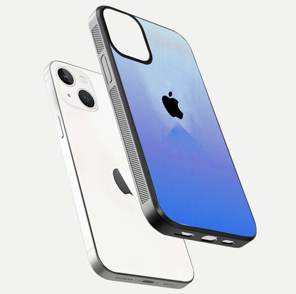 Gradient Apple Vibe Glass Case for iPhone 13 Mini floating dual-view mockup showing gloss polish and gradient blend