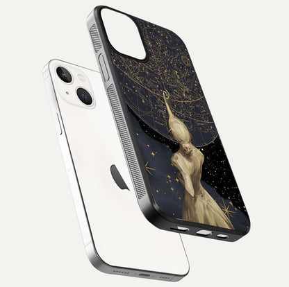 Taylor Swift Girl Glass Case for iPhone 13 Mini floating dual-view mockup displaying gloss and stylish artwork