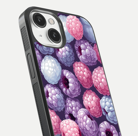 Berry Candy Pop Glass Case for iPhone 13 Mini close-up shot revealing candy-style texture and reflective surface