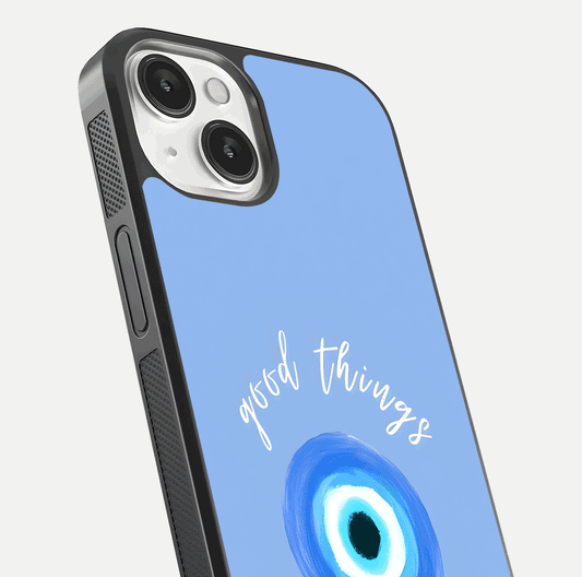 Bright Future Ahead Glass Case for iPhone 13 Mini close-up image highlighting bold quote text and HD reflection