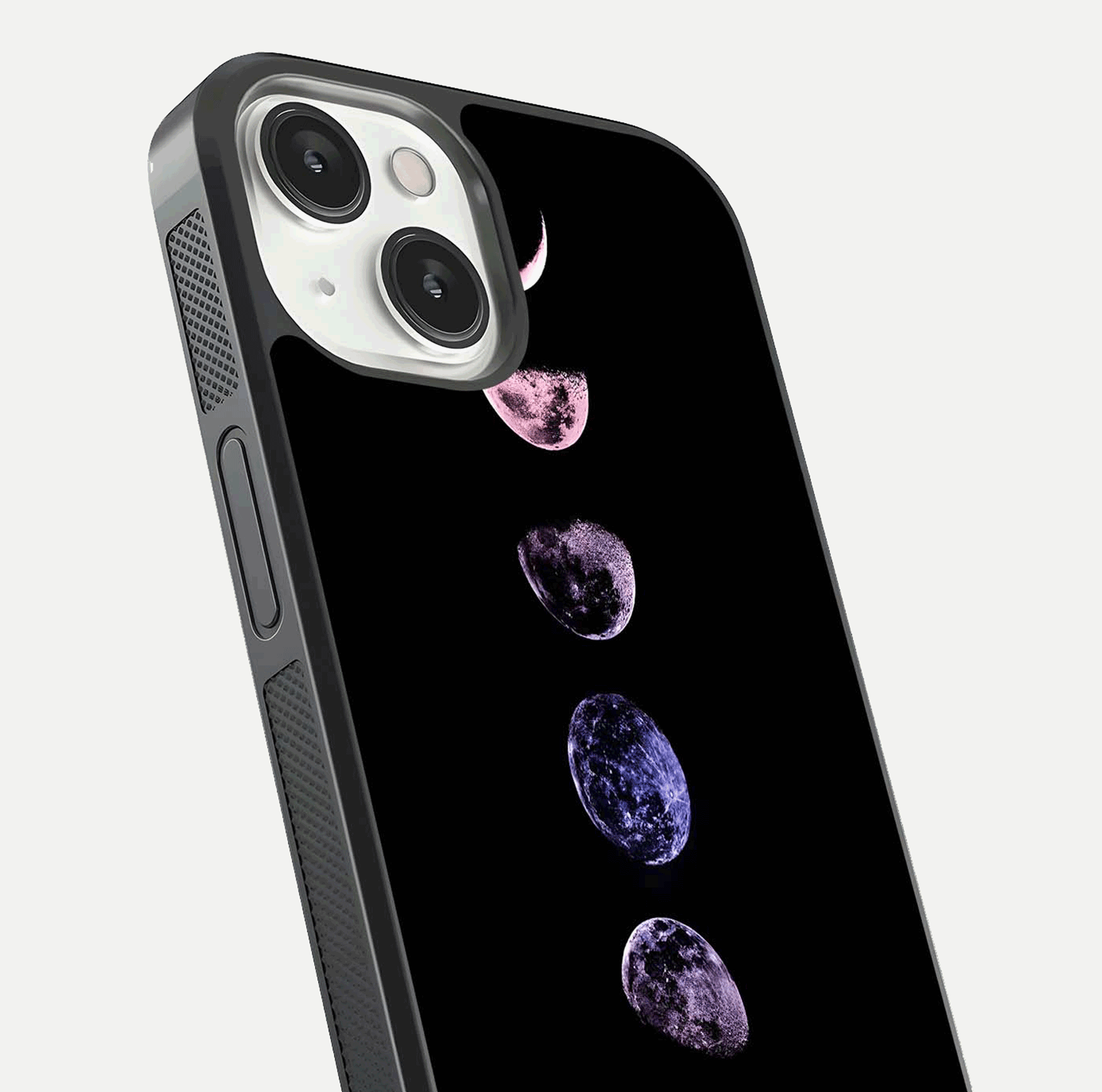 Crimson All Planets Glass Case for iPhone 13 Mini close-up highlighting planet details and reflection polish