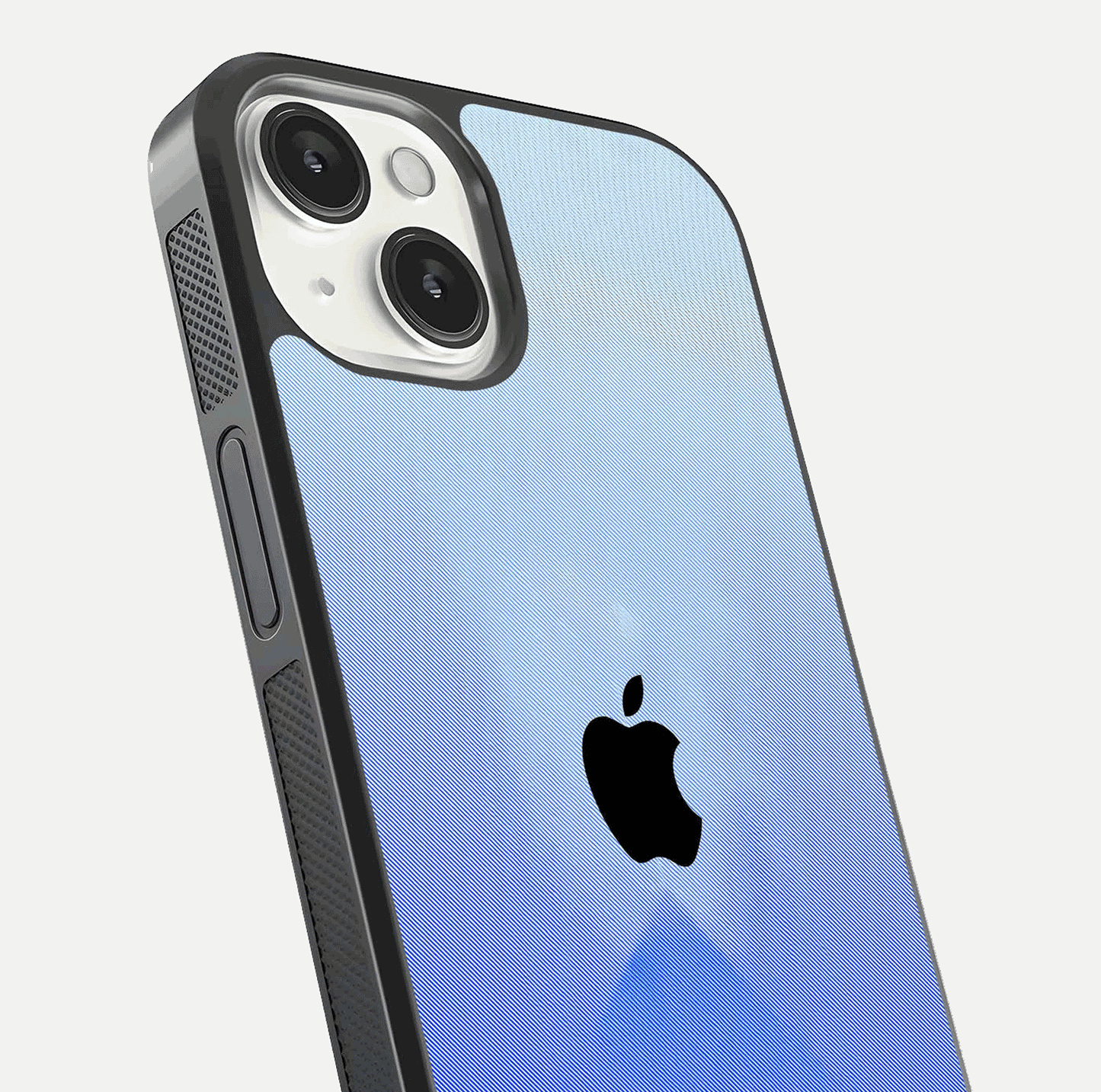 Gradient Apple Vibe Glass Case for iPhone 13 Mini close-up angled shot showing color transition and reflection brightness