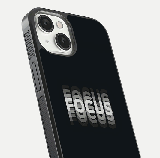 Mono Focus Vision Glass Case for iPhone 13 Mini close-up angled shot highlighting minimal contrast and reflection