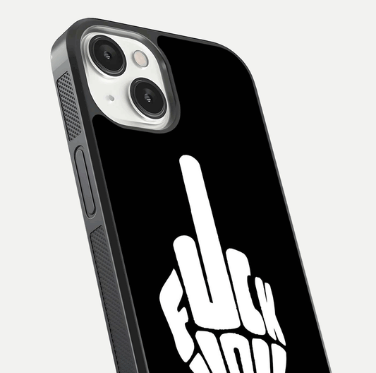 Rebel Mode On Glass Case for iPhone 13 Mini close-up angled shot highlighting reflective text and sharp design