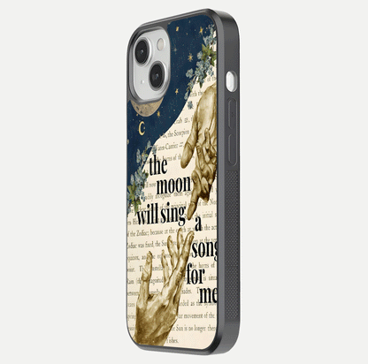 Aesthetic Divine Glass Case for iPhone 16 Pro side-angle image showing divine abstract design, camera module, and glossy finish reflection