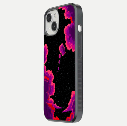 Galaxy Dream Frame Glass Case for iPhone 13 Mini side-angle image showing reflection light and premium finish