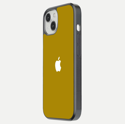 Golden Luxe Aura Glass Case for iPhone 13 Mini side-angle image showing reflection clarity and aura glow