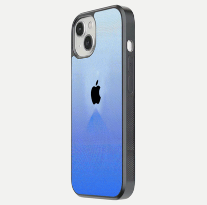 Gradient Apple Vibe Glass Case for iPhone 13 Mini side-angle image showing reflection glow and elegant surface